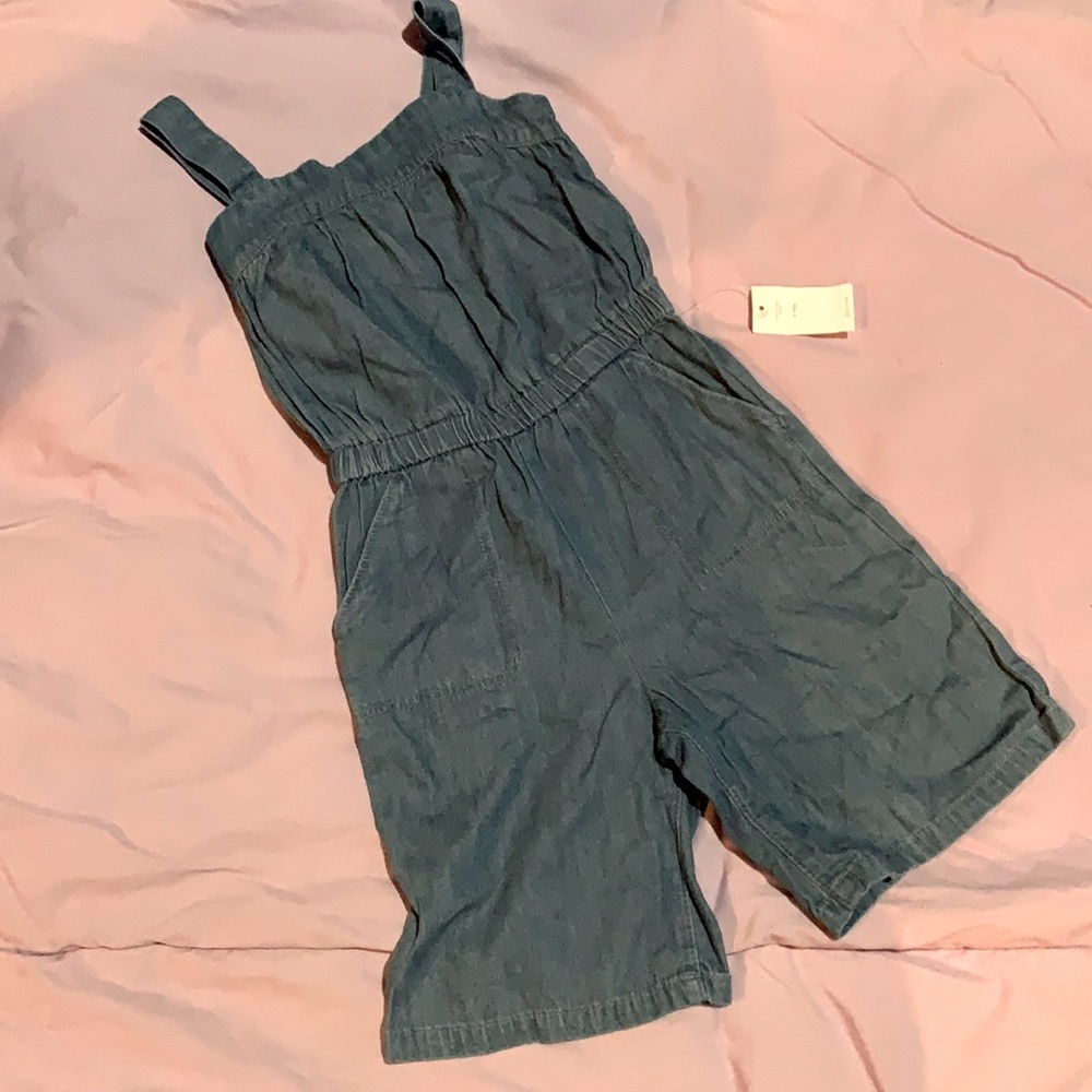 chambray romper size 4 NWT